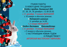 ГРАФИК РАБОТЫ В НОВОГОДНИЕ ПРАЗДНИКИ 2023